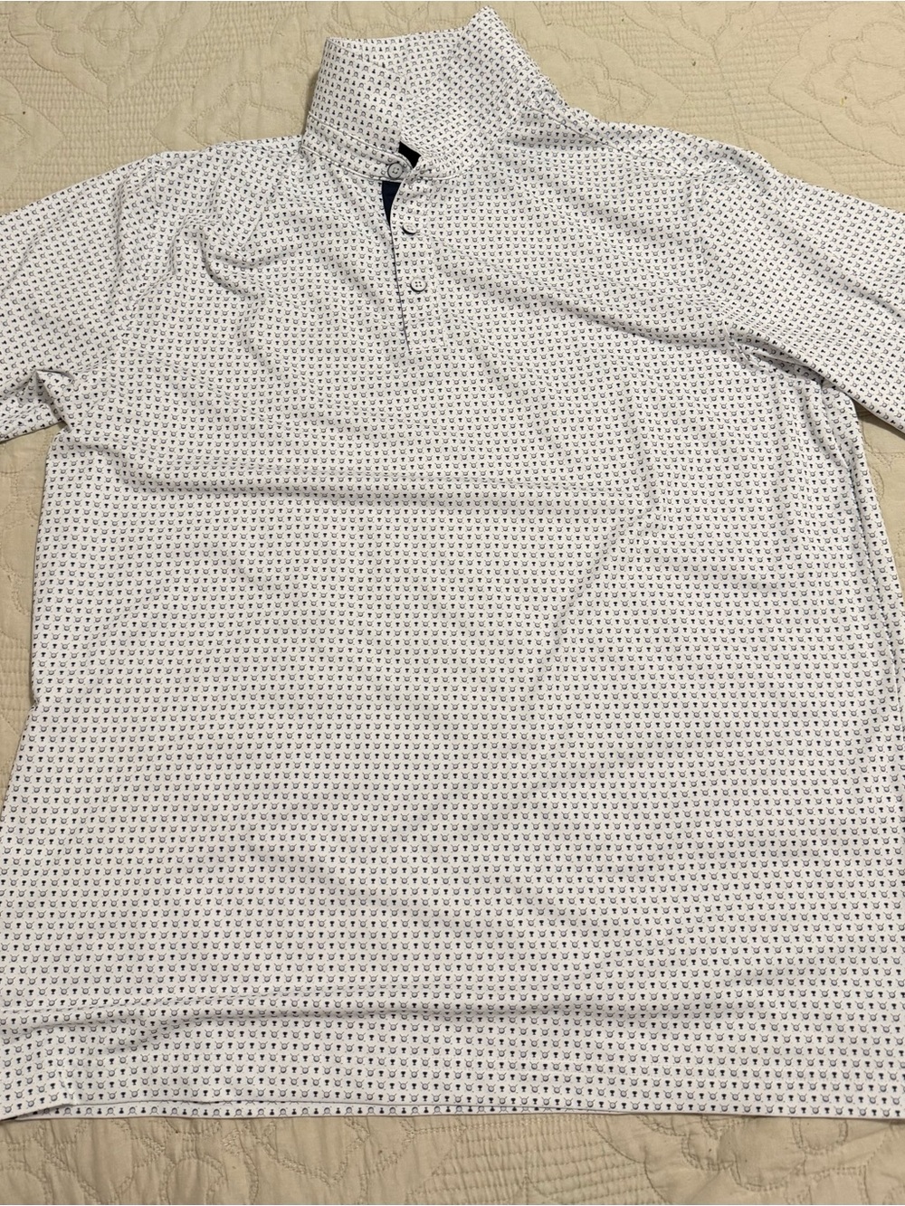 Walter Hagen White Polo with Small Navy Microprint